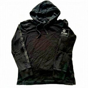 American Eagle AE XS Mens Teen Hooded Long Sleeved Black Casual Shirt